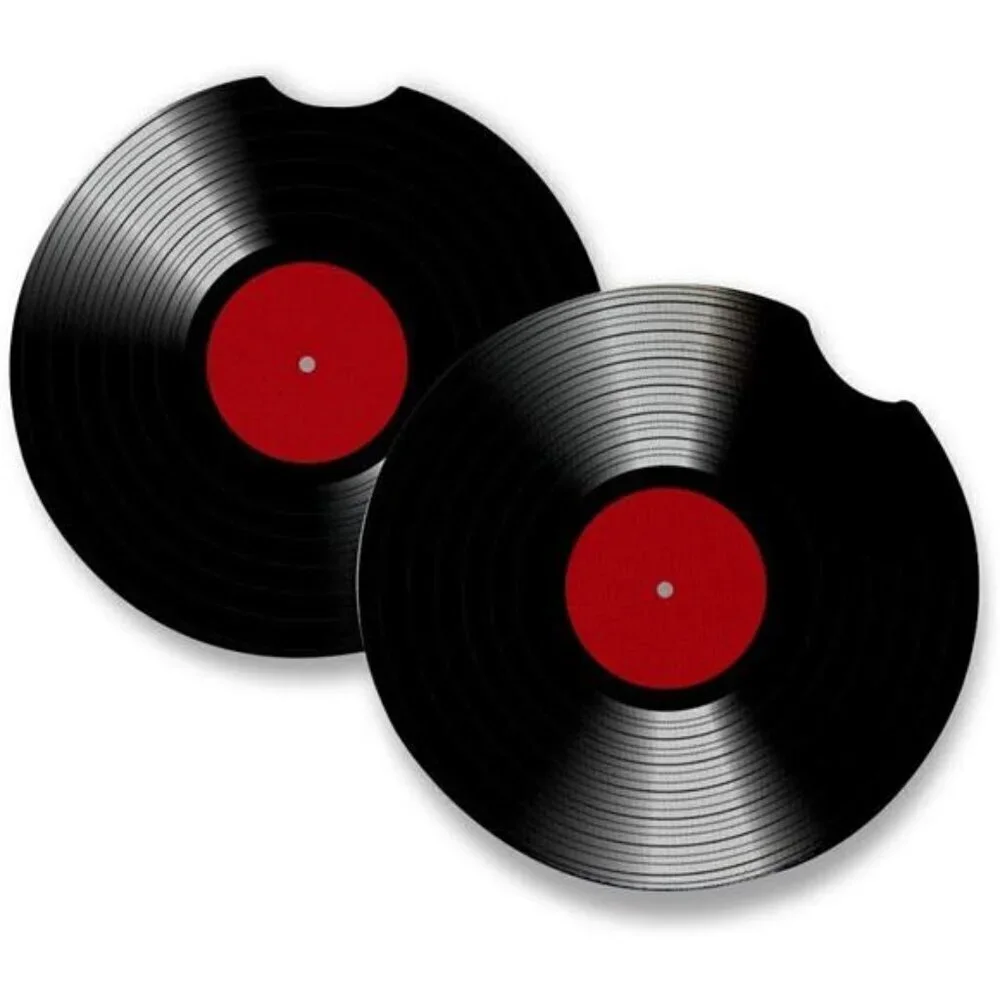 Car Cup Coasters Vinyl Record 2-Pack Cup Holder Anti Slip Rubber Vehicle